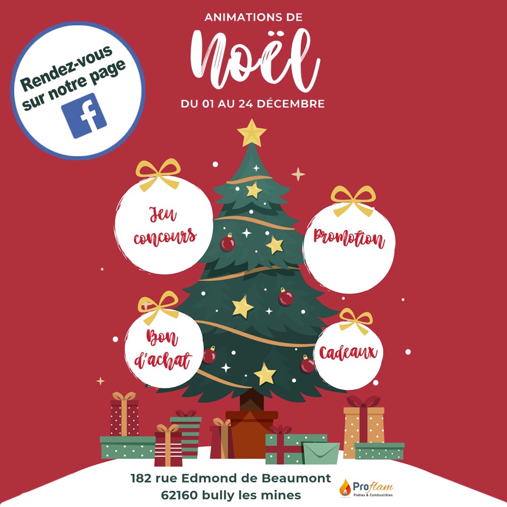 Annonce-calendrier-décembre Du 1er au 24 décembre 2023, votre magasin Proflam de Bully-les-Mines vous réserve de nombreuses surprises. Retrouvez-nous sur notre page Facebook pour en profiter !